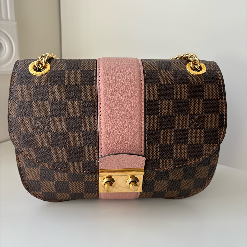 Luxury Designer Checkered Brown and Pink Bag